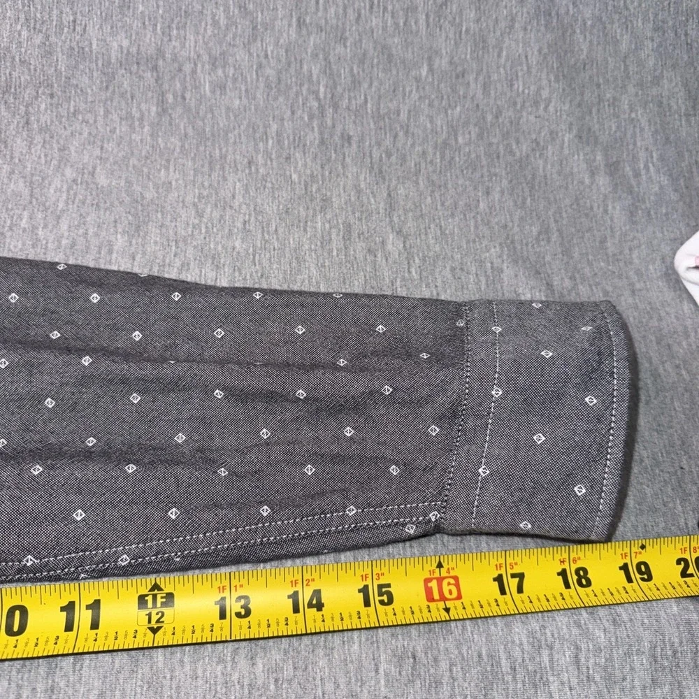 American Eagle Men's small Gray Geometric Print Button Down Long Sleeve Shirt - Picture 5 of 7